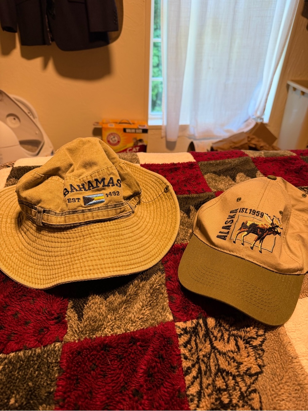 Bahamas Embroidered Khaki Bucket Hat - Travel Outdoor Sun Hat and Alaska Hat